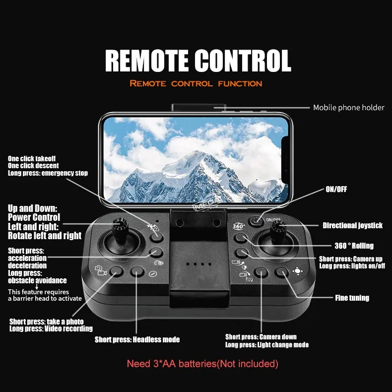 360 Flips Aerial Drone with 2 Cameras Headless Mode HD FPV RC Quadcopter Drones Aerial Photography for Adults Beginners Toys ﻿
