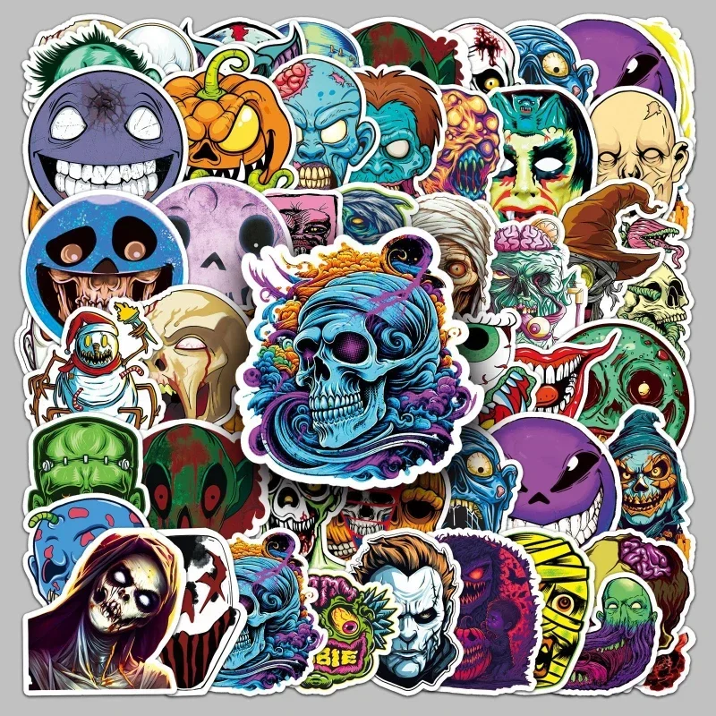 50/30/10PCS Horror Ghost Face Halloween Cartoon Graffiti Waterproof Decoration Mobile Tablet Skateboard Sticker School Supplies