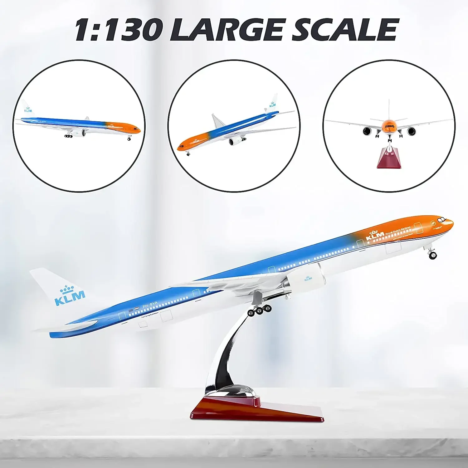 

New 1:130 Scale Large Model Airplane Holland KLM Boeing 777 Plane Models Diecast Airplanes with LED Light for Collection or Gift