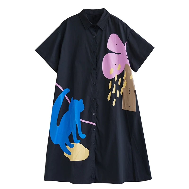 فستان قميص نسائي مرقع من NYFS لصيف 2025 فستان كوري بأكمام قصيرة رداء Elbise Pint للسيدات #6