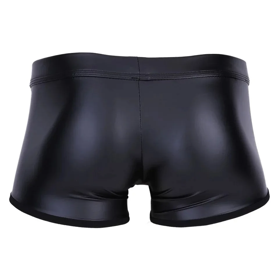 Boxer de couro falso masculino, calcinha masculina, cuecas sem costura, anel de penis, cueca preta, cueca sexy, calcinha da moda