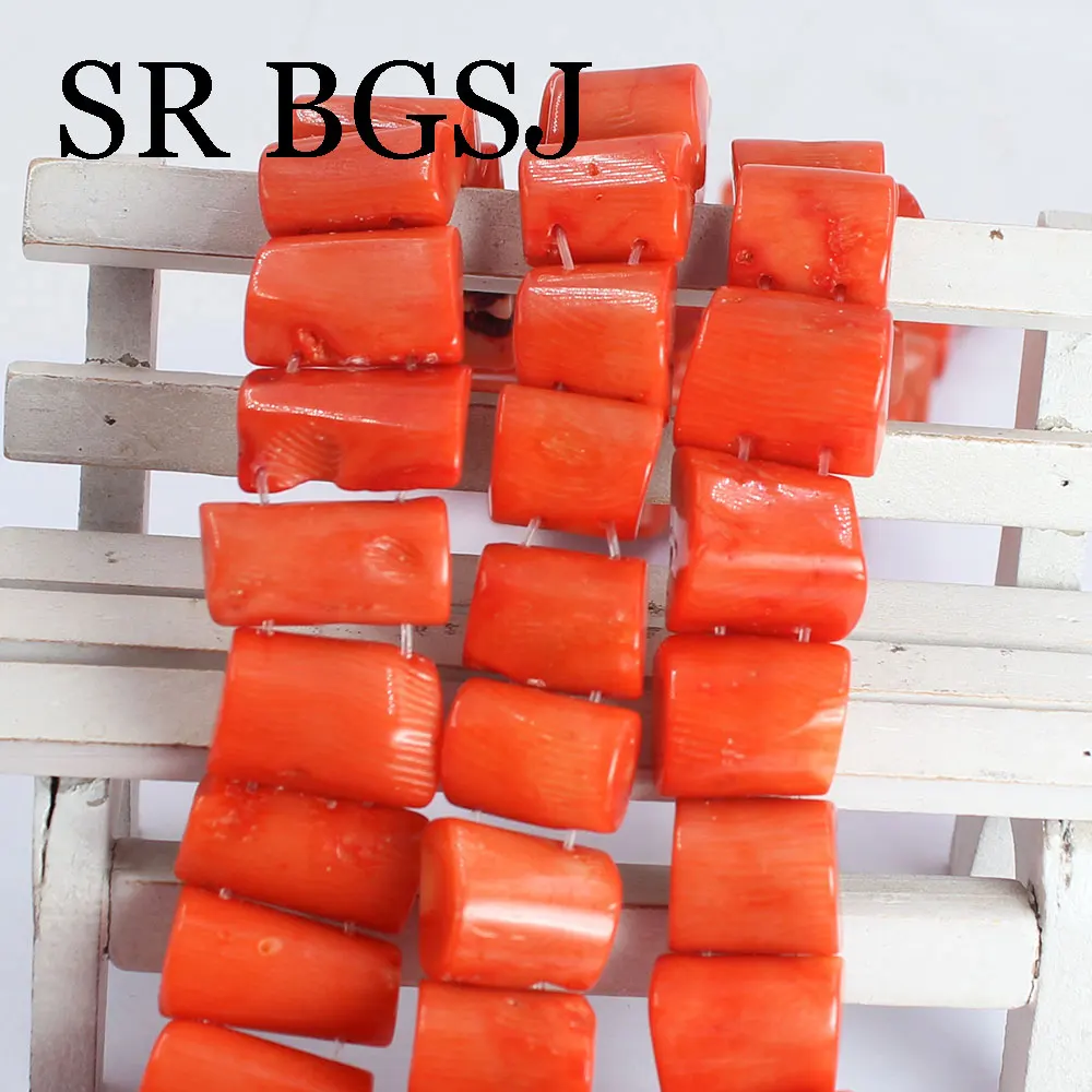 2- Hole 15inch Half Column Tube Natural Sea Bamboo Coral DIY Bracelet Loose Spacer Beads Strand