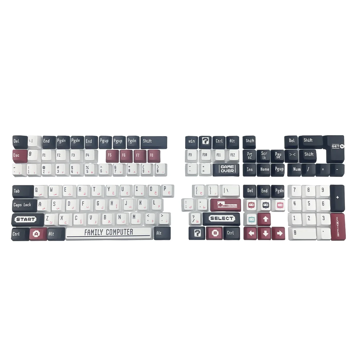 

128-клавишные арабские колпачки для клавиш Семейный компьютер XDA OEM PBT Dye Sub для механической клавиатуры AULA F75 Ajazz AKKO FUN60 Pro Mad 60he Game