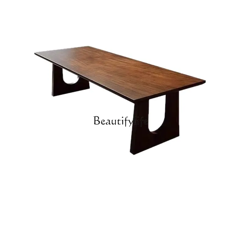 

North American black walnut dining table household modern simple solid wood medium and ancient style