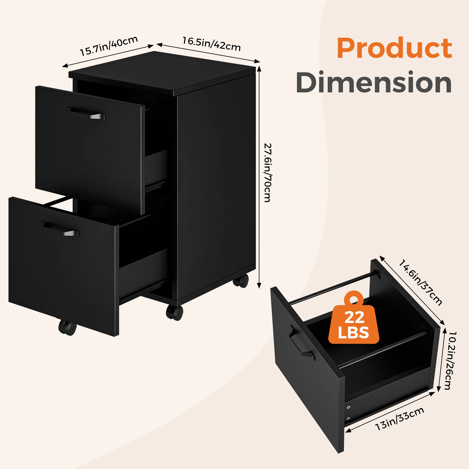 two drawer office cabinet storage