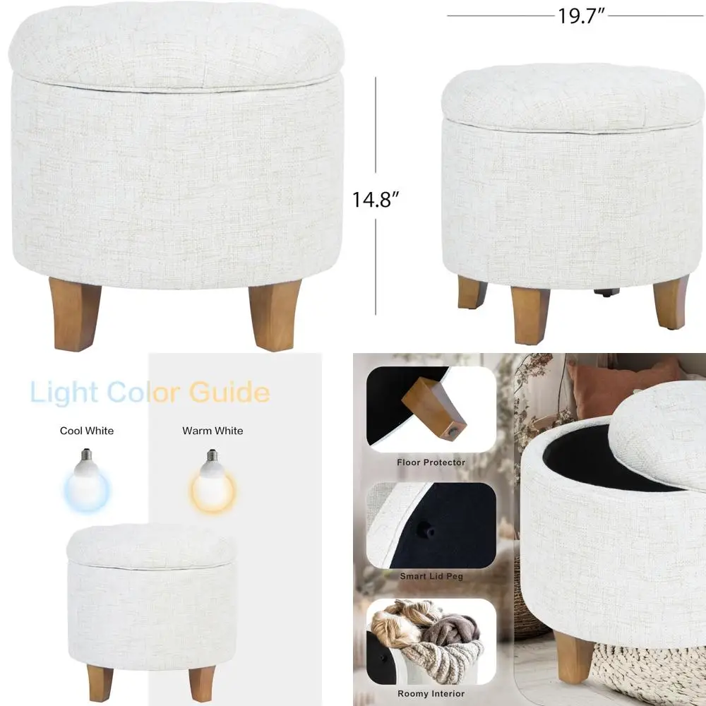 

HomePop Декоративная пуфик для хранения вещей — круглая тафтинговая подставка для ног для гостиной и спальни