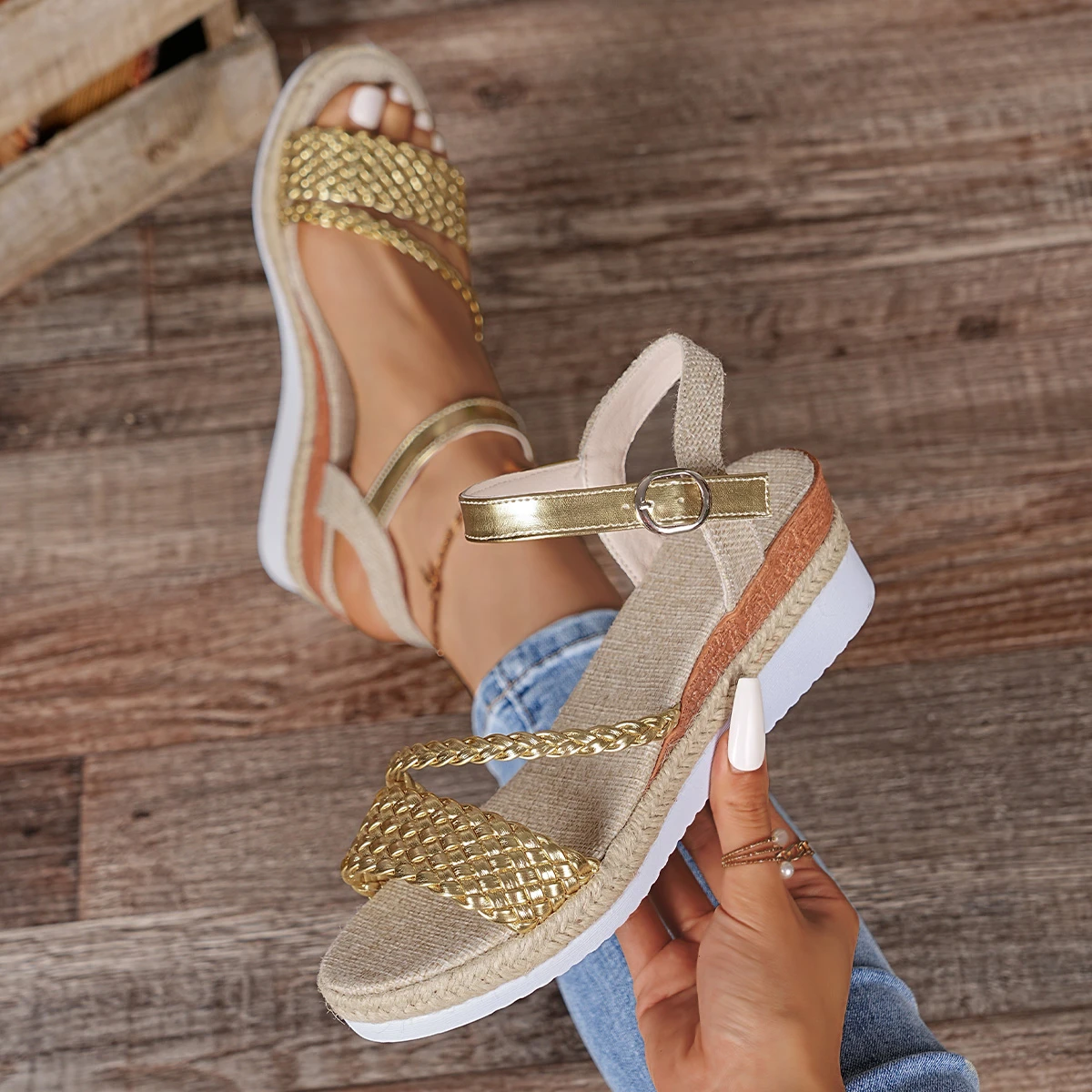 

Woman Summer Fashion Soft Wedges Sandals 2025 New Designer Shoes Woman Beach Sandals Woman Party Elegant Platform Sandals Women