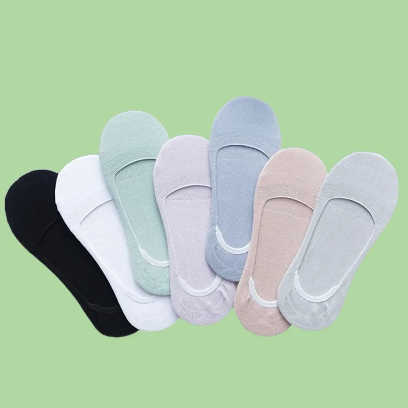 

5/10 Pairs 2024 New Ice Silk Socks Cute Spring Cotton Thin Invisible Socks Women's Shallow Mouth Solid Color Boat Socks