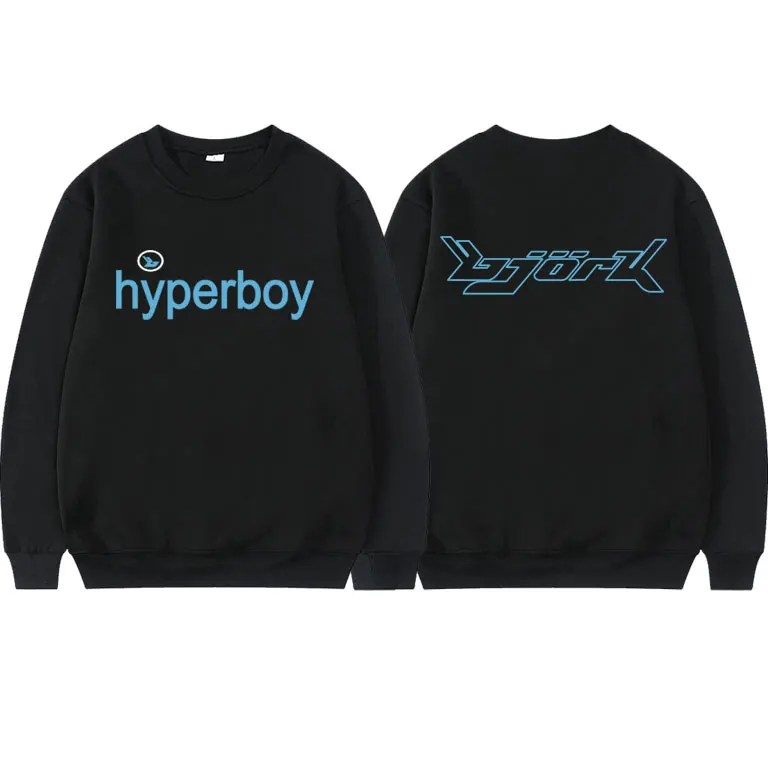 

Двухсторонний свитшот с графическим рисунком Bjork Hyperboy для мужчин и женщин, модный Повседневный пуловер оверсайз, мужские винтажные свитшоты с круглым вырезом