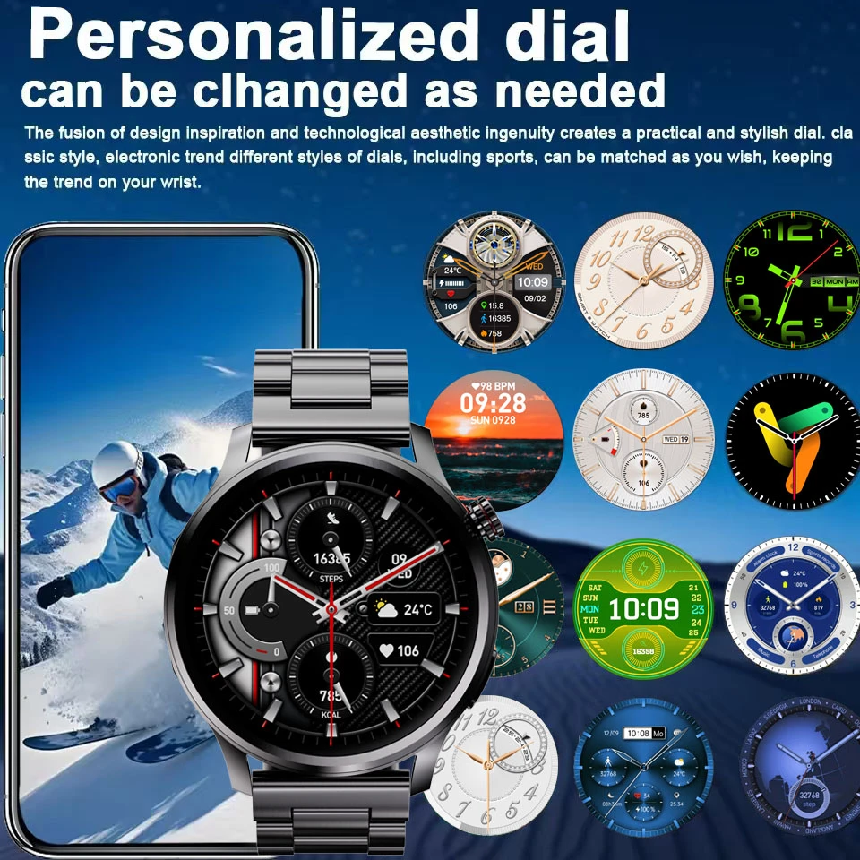 2025 جديد نظام تحديد المواقع الرياضة NFC موضة Smartwatch الرجال 1.53 "AMOLED شاشة معدل ضربات القلب ضغط الدم الصحة ساعة ذكية لهواوي IOS