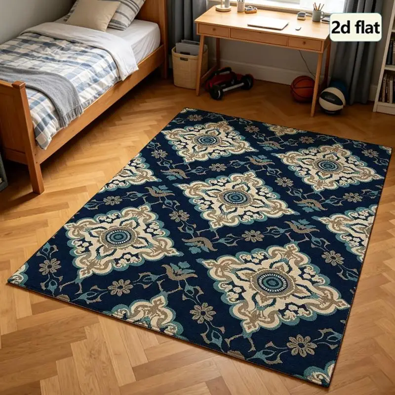 1 Piece Vintage Ornate Oriental Geometric Carpet, Soft Comfortable, All Seasons, Lightweight Easy To Care, Home Decor, Room Decor, Winter, Autumn, Ideal For Living Room, Bedroom, Hallway Decor