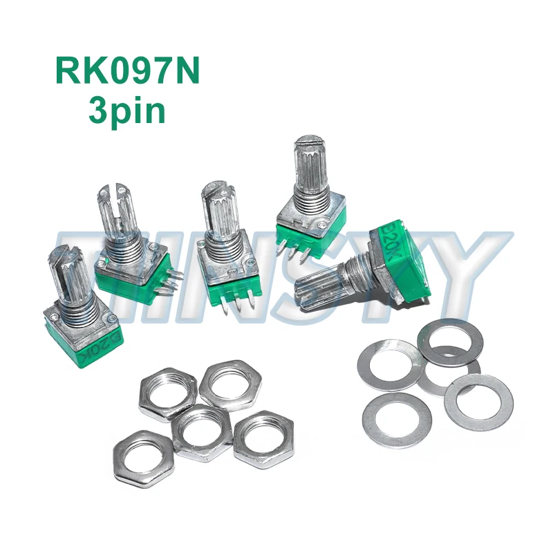 5PCS Potentiometer 3Pin RK097N B100K B1K B5K B10K B20K B50K B500K RK097 Potentiometers Audio Amplifier Sealing