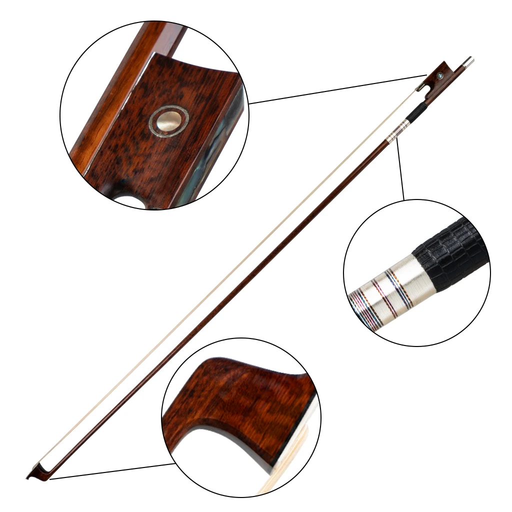 LOOK Handcraft Professional Violin Bow Master Snakewood Bow 4/4 Violin Bow W/Snakewood Frog Mongolian Horsehair Fast Response