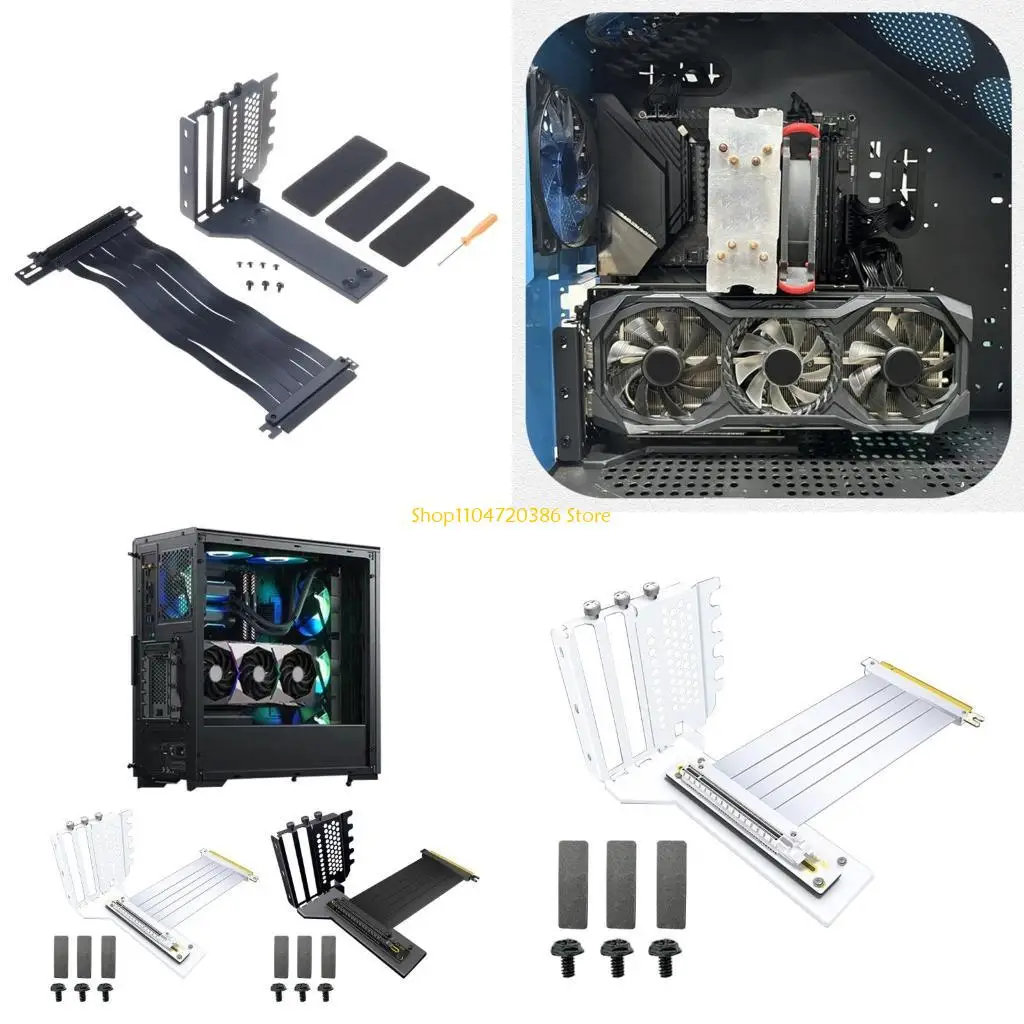 

K0EA New Riser PCI-E x16 ATX Graphics Card Vertical Bracket GPU Holder+GEN4/3 PCIE 16X Riser Extender Cable 25CM