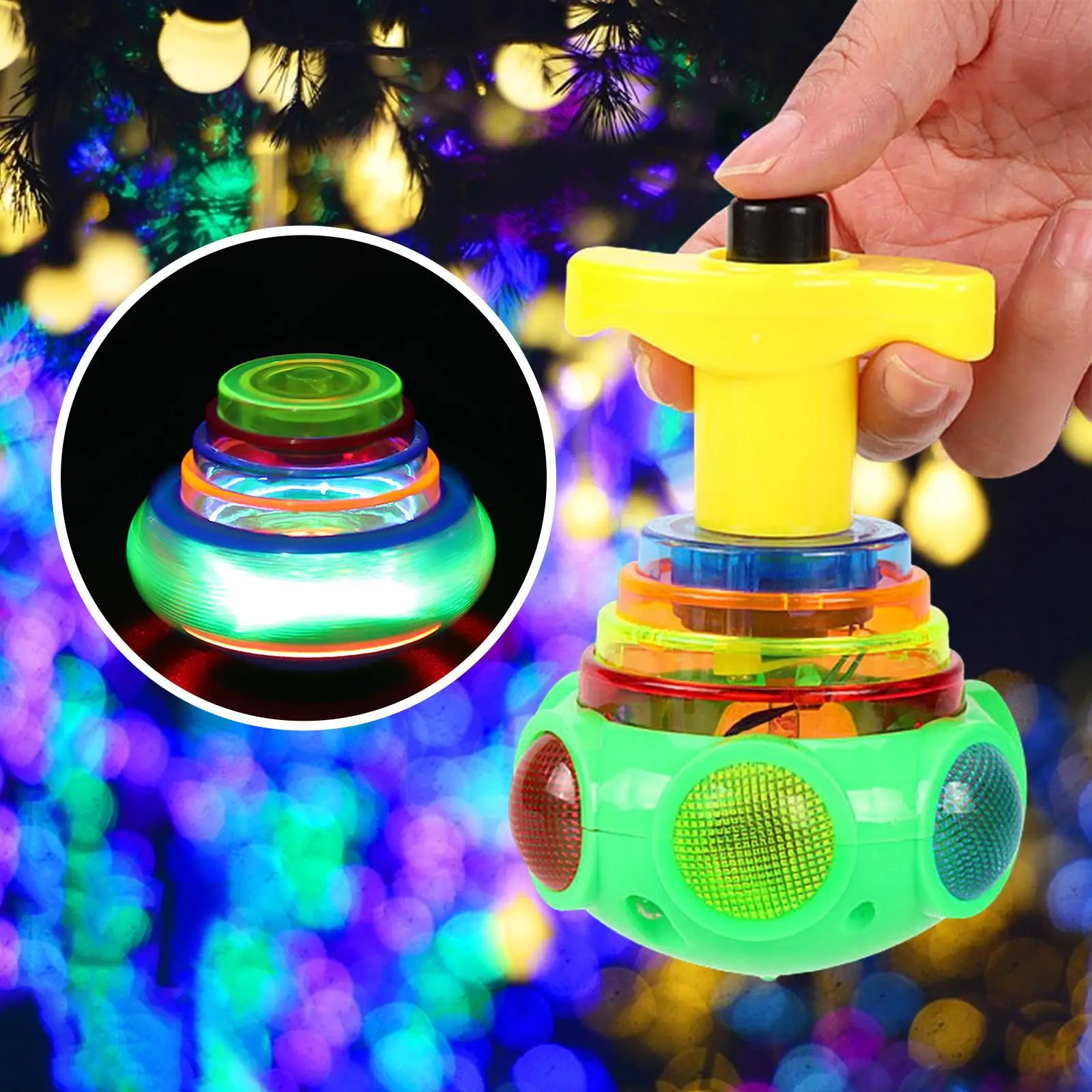 Multicolor Music Gyro Xmas Kids Gift Children Toy Gyroscope Light and Music Flashing Music Gyroscope Top