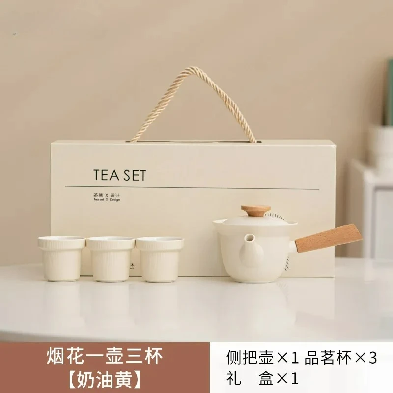 Japanese Style Simple One Pot Fills Three Cups Kung Fu Tea Set Box Gift Tea Set Teacup Simplicity Birthday Gift Ceramic Tea Set