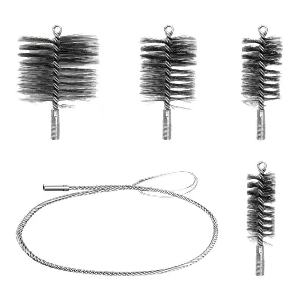 1/5PCS Stainless Steel Wire Pipe Brush Set Wire Bristle Rust Resistant Chimney Cleaning Brush Durable Flexible Rust Removal Tool
