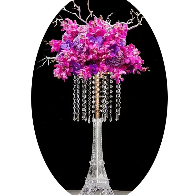 

Acrylic Eiffel Tower Candlestick Wedding Banquet Hotel Party Main Table Crystal Center Decoration Ornament