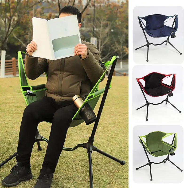 

Rocking Camping Chair 600D Oxford Hammock Chairs with Carry Bag Rocking Chair with Back Support Portable Swinging Camping Chair