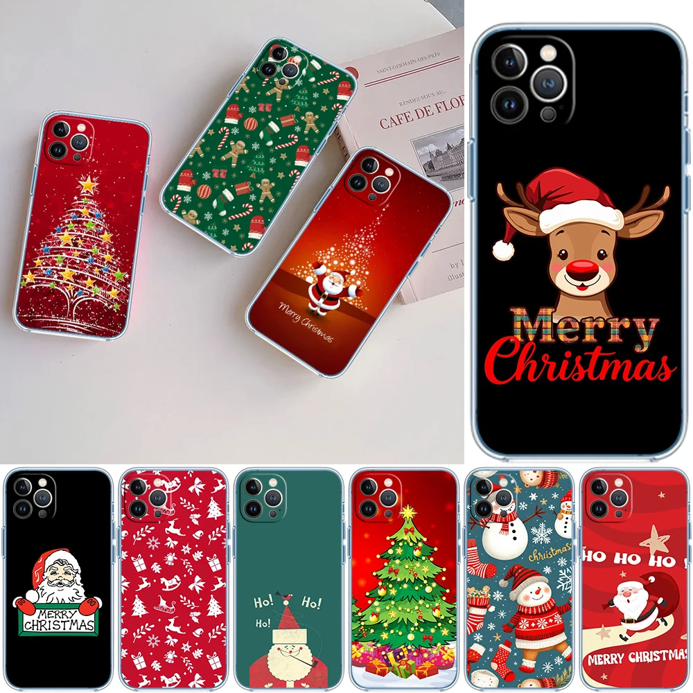 Merry Christmas Deer Gift Transparent Phone Case for Motorola G40 G04 G05 One Ace Action  Fusion Plus Hyper Macro Vision Zoom