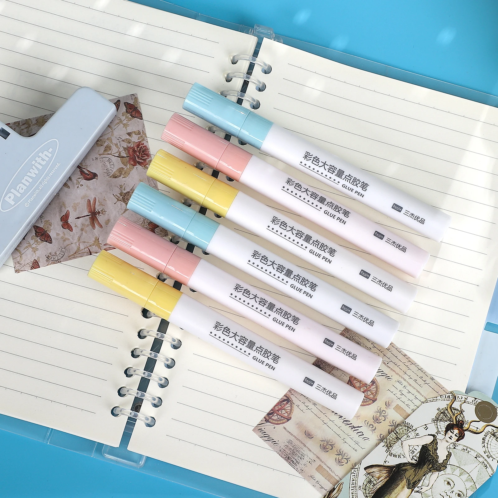 JIANWU 3 Pcs/set Colorful Large Capacity Dispensing Pen Dot Glue Creative DIY Journal Student Supplies Stationery