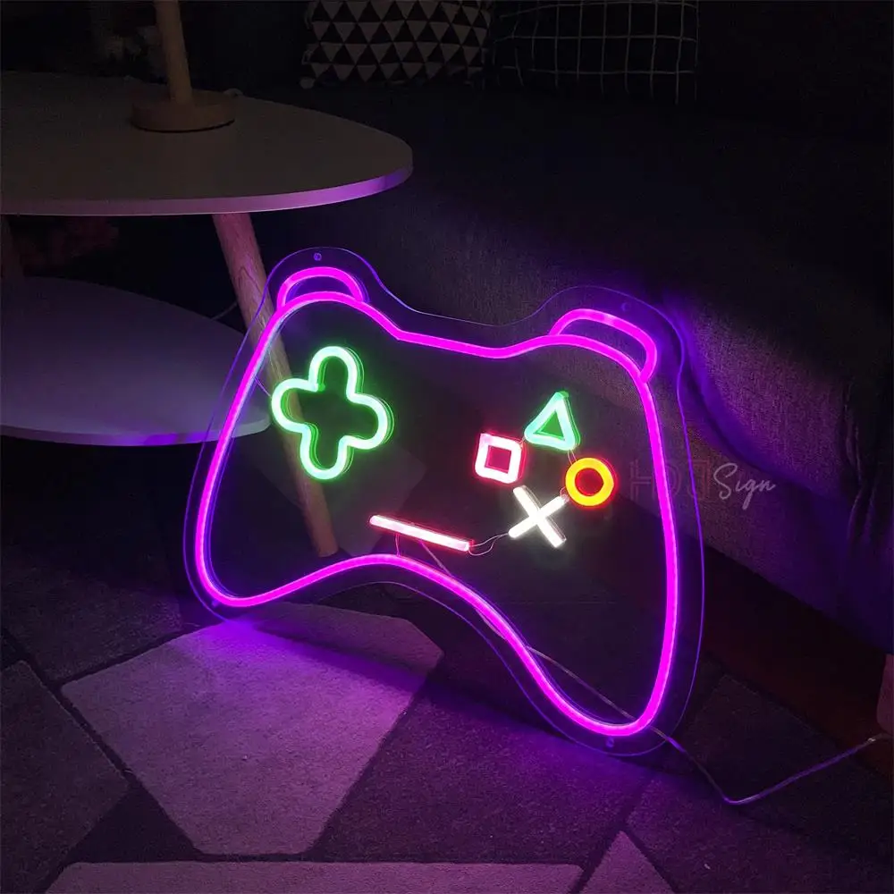 Lampu tanda LED ruang game Neon bentuk GamePad, lampu Neon Led tanda tanda kamar tidur ruang Deocr lampu dinding lampu Neon hadiah ulang tahun