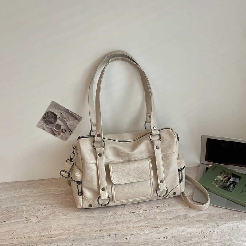 Umhängetasche mit mehreren Taschen, Damen-Einkaufstasche mit großem Fassungsvermögen, lässige Vintage-Tragetasche, leichte, vielseitige Einkaufshandtasche für den Arbeitsweg – Detail 18