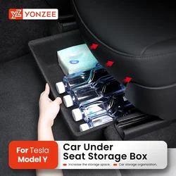 Per Tesla Modello Y Sotto Il Sedile Scatola di Immagazzinaggio Supporto Del Cassetto Auto TPE Organizzatore Sedile Posteriore Pattumiera Accessori 2021/2023