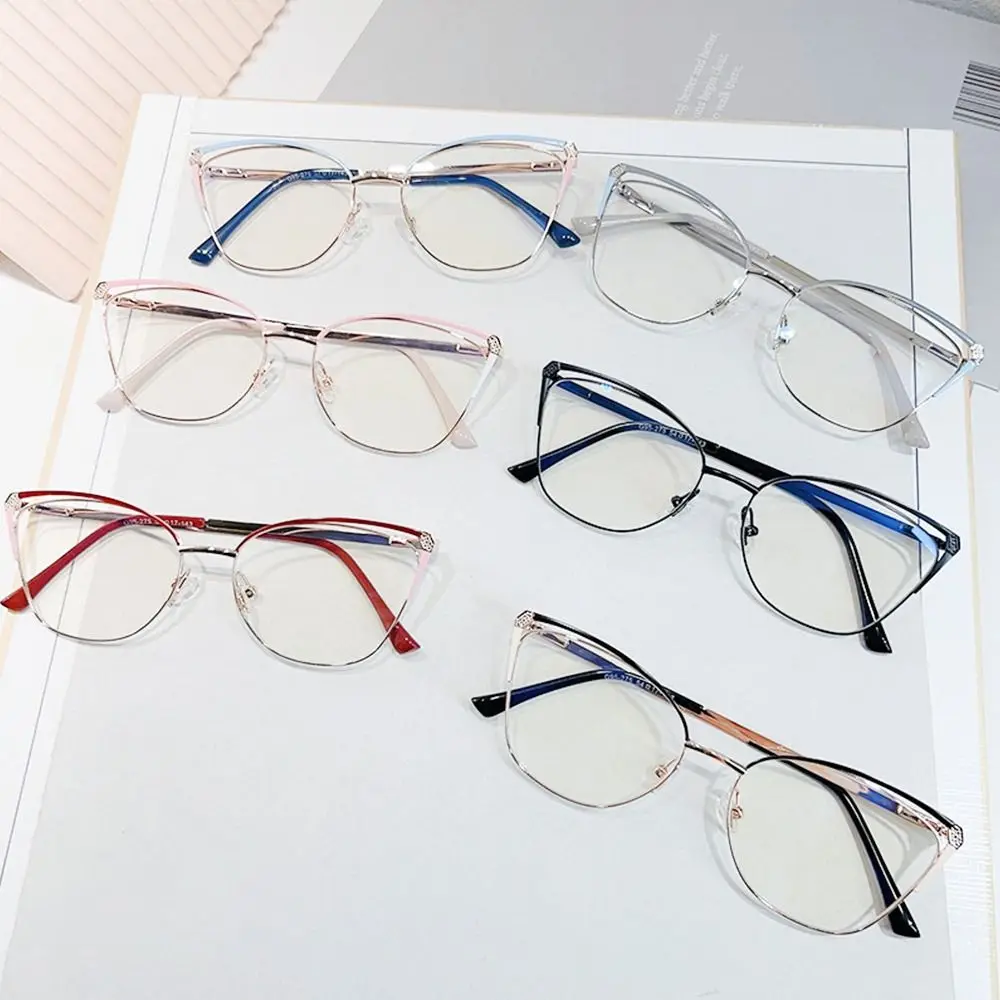 Katzenauge Anti Blaulicht Brille Frauen Männer Designer halben quadratischen Rahmen optische Brille Computer Augenschutz Lesebrille