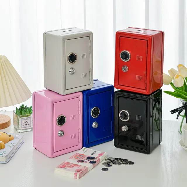 Mini Metal Safe Car Safe Key Insurance Cabinet Desktop Decoration Piggy Bank Small Household Insurance Box Vertical 2