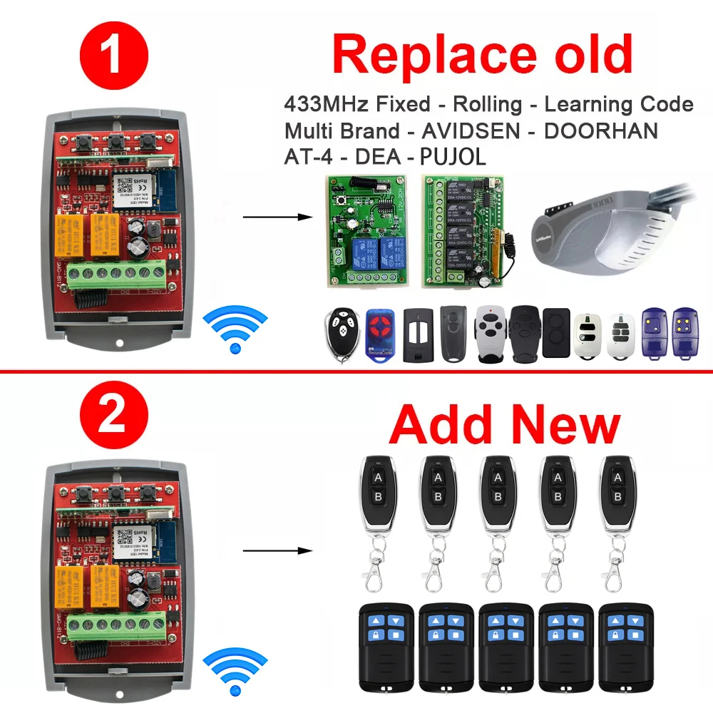 Imagem -02 - Tuya Universal Interruptor Inteligente Porta Wifi Receptor de Relé Controle Remoto Transmissor ac dc 732v 220v 2ch rf 433 Mhz 92 Mhz