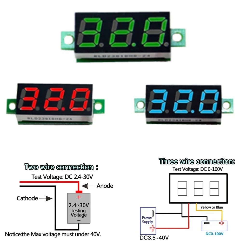 DC LED Digital Voltmeter 0 100V Voltage Meter Auto Car Mobile Power Voltage Tester Detector 12V Red Green Blue Yellowelectrician