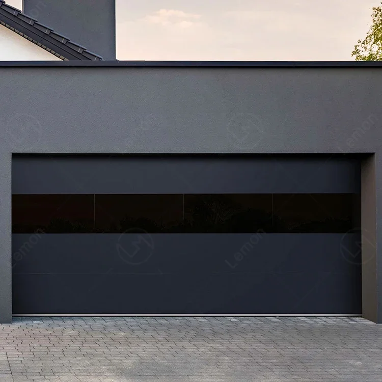 Modern Electric Automatic Black Commercial Full View Sectional Aluminum Glass Overhead Garage Door