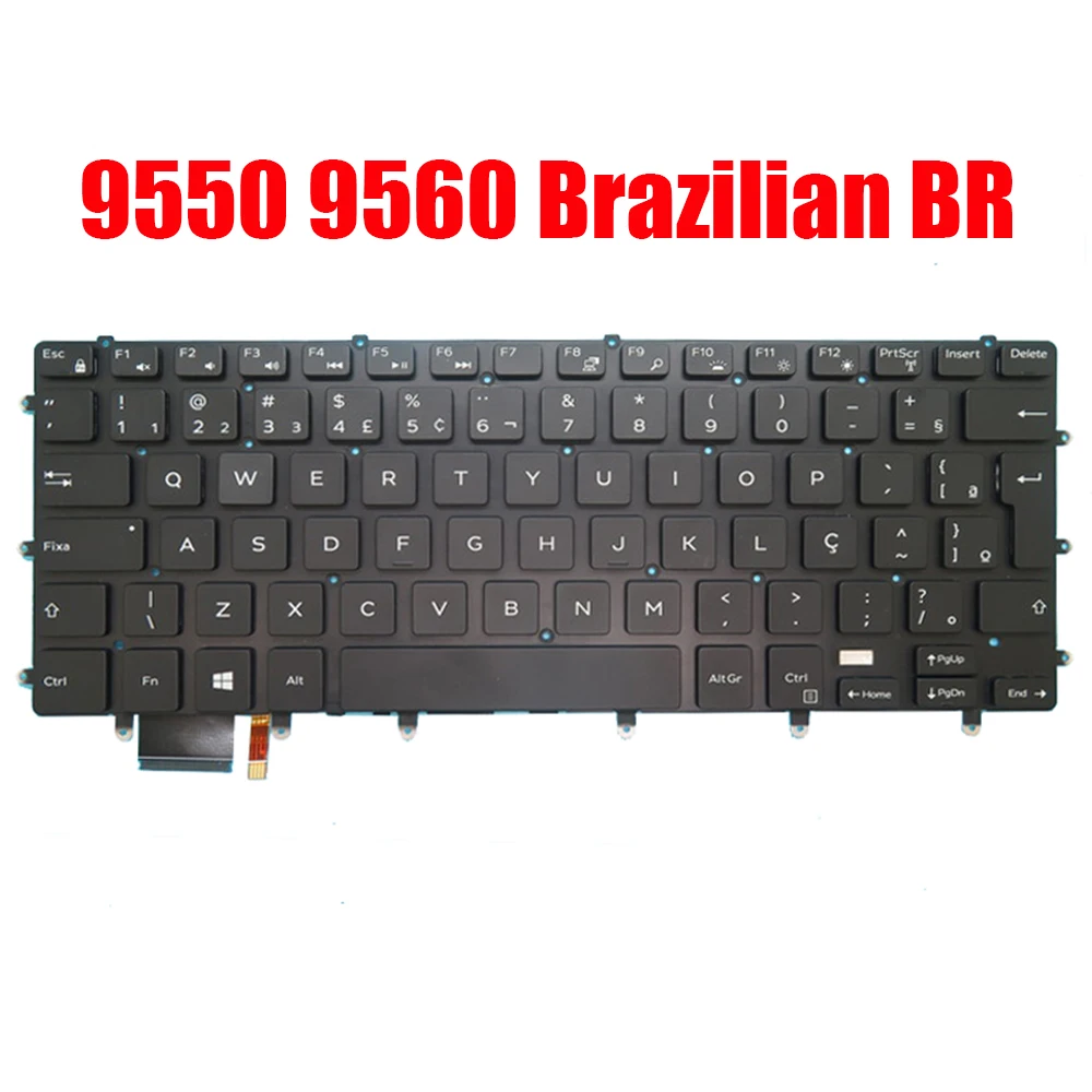 Imagem -02 - Teclado do Portátil para Dell Xps 15 7590 9550 9560 9570 Inspiron 7568 em 7558 Backlit Brasileiro Novo