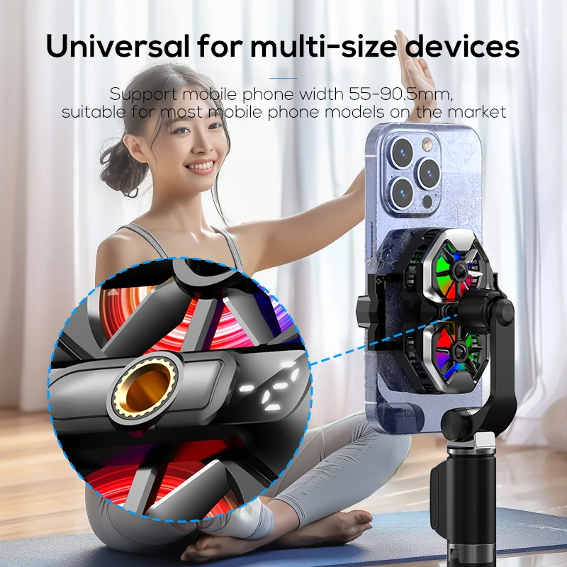MEMO DL21 Mobile Semiconductor Back-clip Dual Fan Cooling Radiator for Live Streaming PUBG Game Cooler Support 50-90.5mm Phones