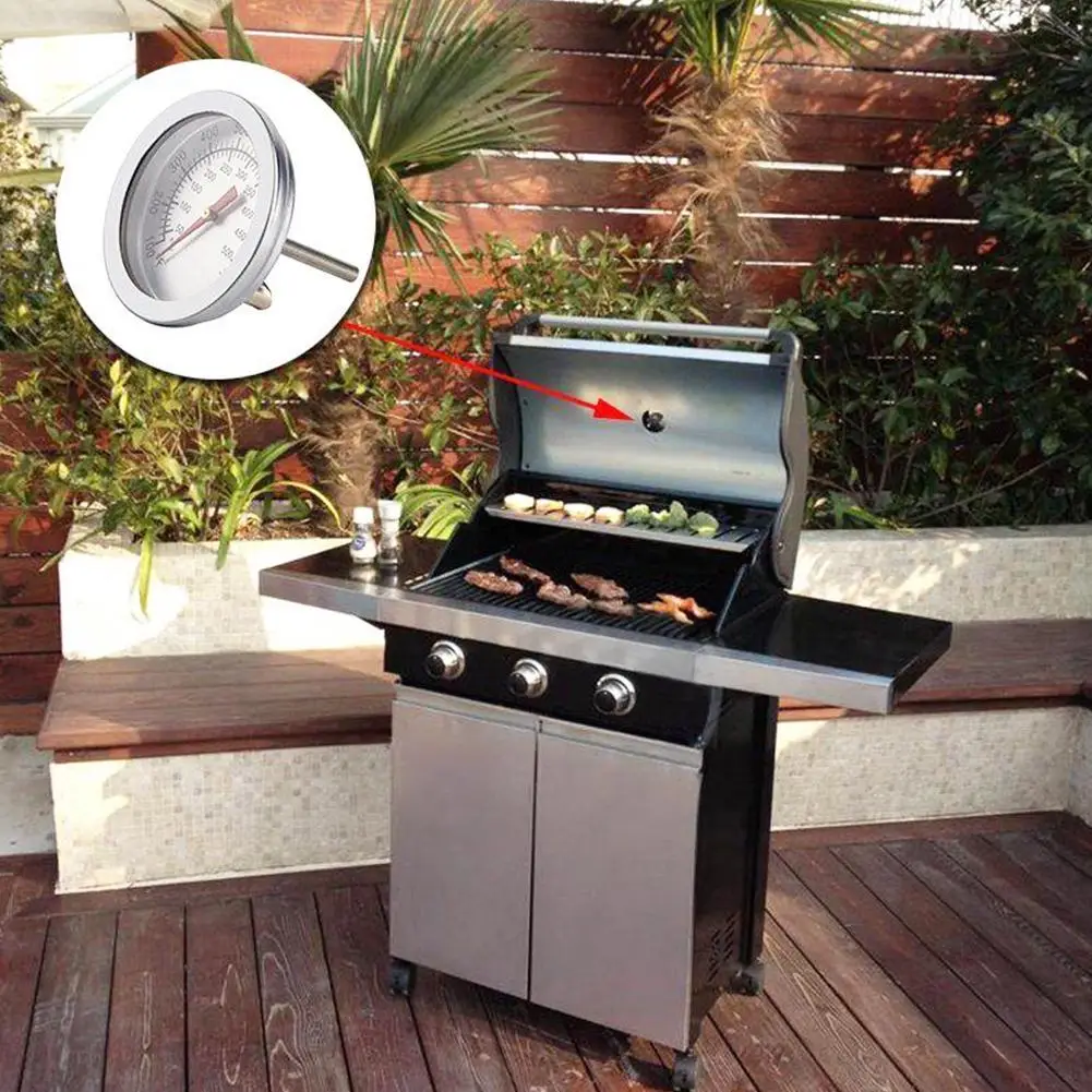 BBQ Gauge Built-in Lid Thermometer Replace for Weber Traveller Grills Charcoal Pit Wood Smoker Oven 100-800°F Barbecue Camping