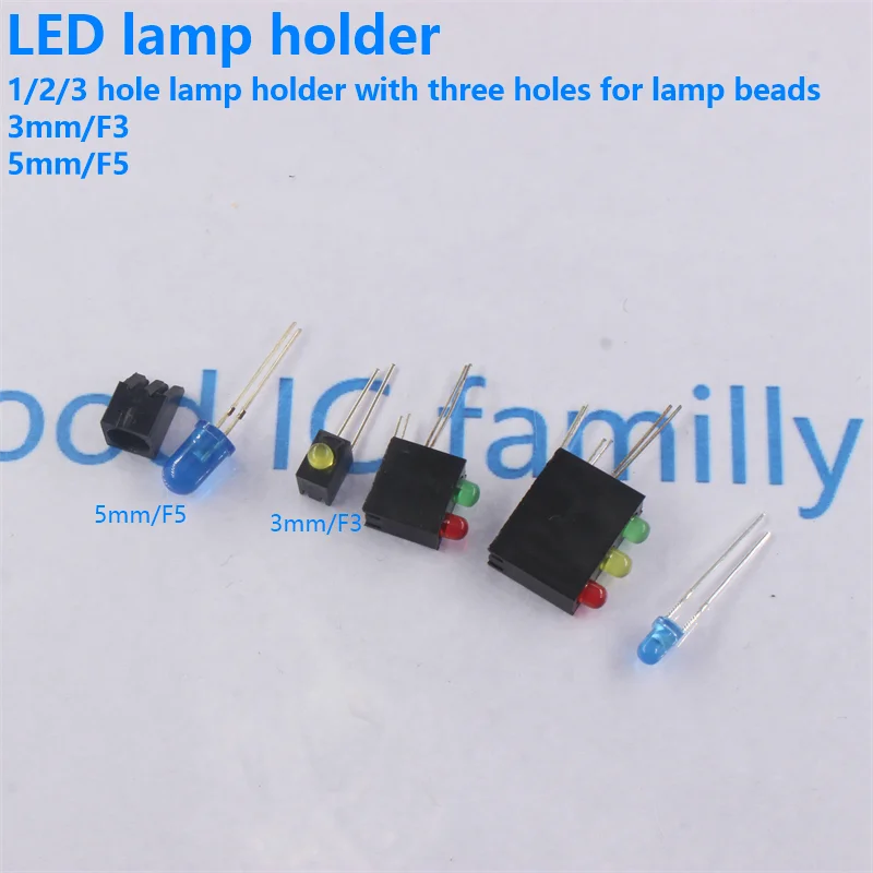 50/20PCS F3mm LED1P 2P 3P hole lamp holder with LED beads three hole holder red green,yellow, blue green PCB fixing seat