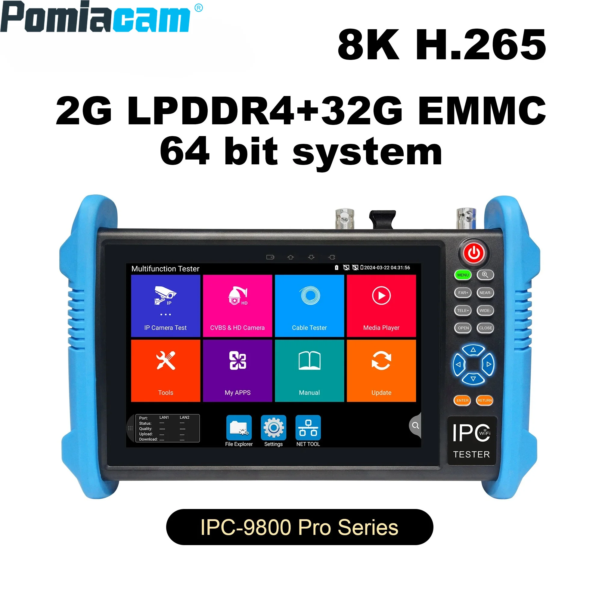Upgraded 8K CCTV IPC Tester IPC-9800C Series Tester PoE++ Power Output SFP VGA HDMI UTP Cable Test 8MP AHD CVI TVI Camera Test
