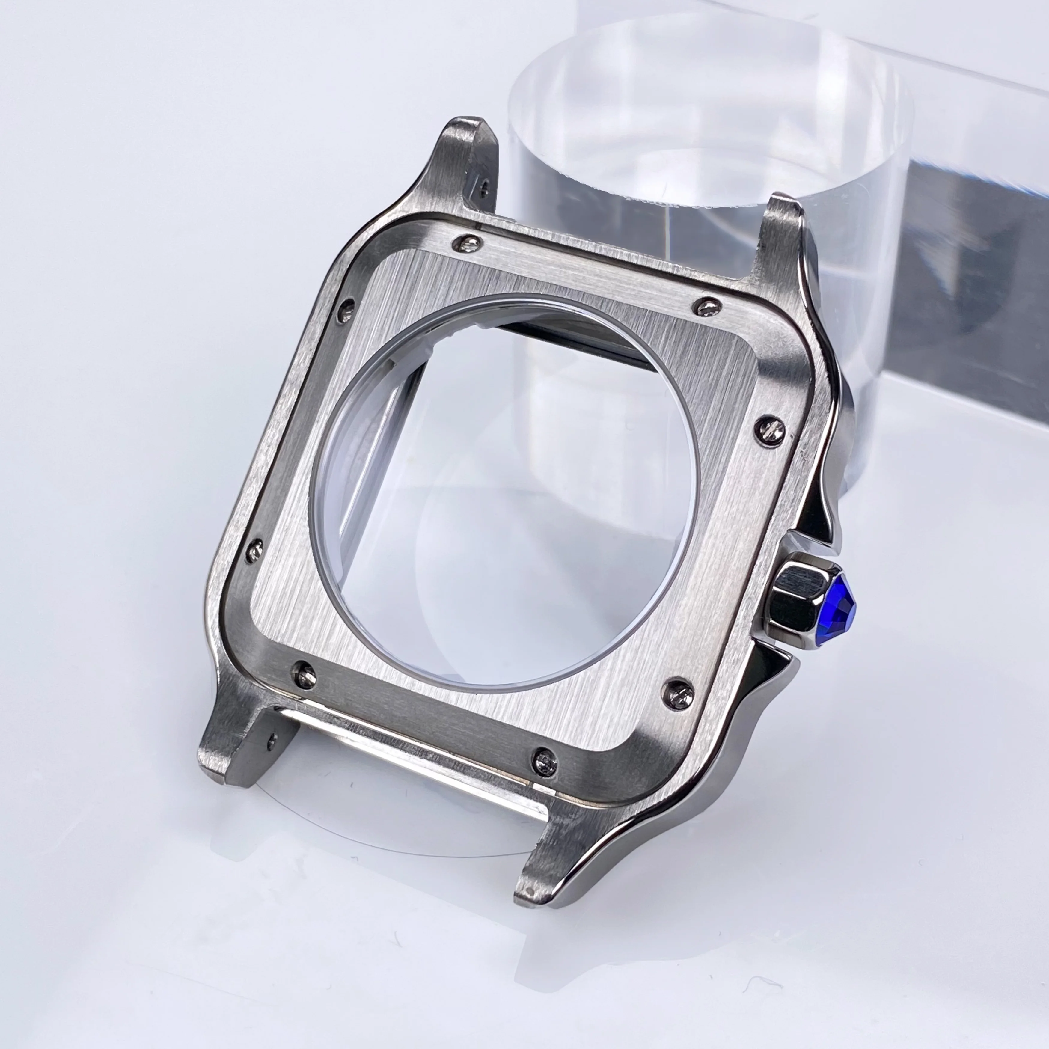 38 مللي متر ساعة مربعة حافظة الفولاذ المقاوم للصدأ سانتو حافظة NH35 تعديل أجزاء Sk Sant Mod اكسسوارات NH36 NH35 ساعة يد تعمل بالحركة