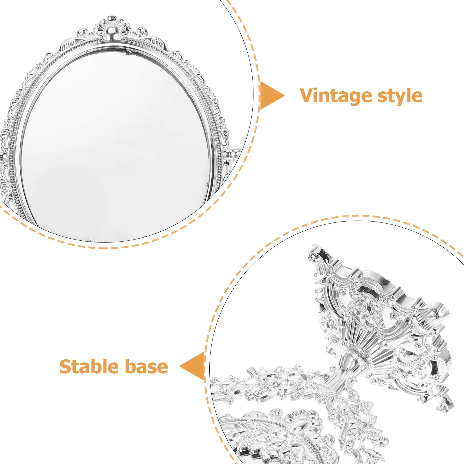 Vintage-Kosmetikspiegel, 360° drehbar, doppelseitig, hochauflösender ovaler Schreibtischspiegel, eleganter Retro-Stil, stabile Basis, platzsparend