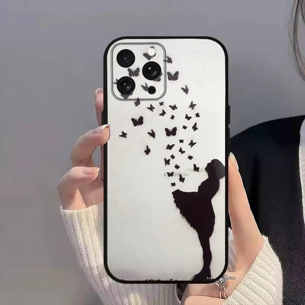 Art G-Graffiti BanksyS Phone Case For iPhone 11,15,16,14,13,17,12,Pro,SE4,Plus,E,Max,Air,Mini Black Cover