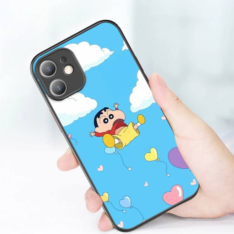 Cartoon Boy C-Crayon Shin chans For iPhone 15 14 13 12 Mini 11 XS Pro Max X XR 8 7 6 Plus Frosted Translucent Phone Case Cover