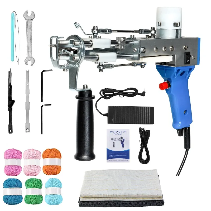 2-In-1 Handheld DIY Tufted Gun Set with Wool Yarn and Tufted Canvas Carpet Gun