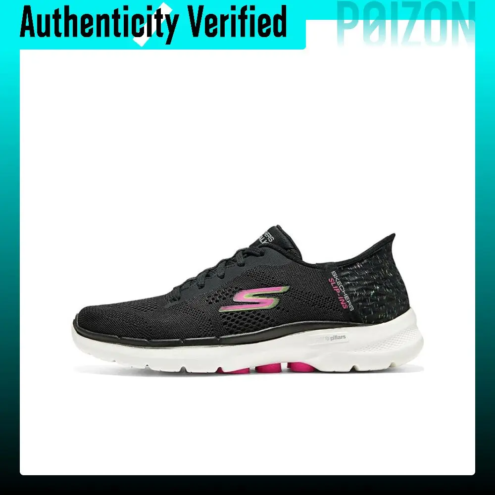 Skechers Go Walk 6 Cushioning Abrasion Resistant Low top Walking Shoes Women's Black Pink 124627-BKMT
