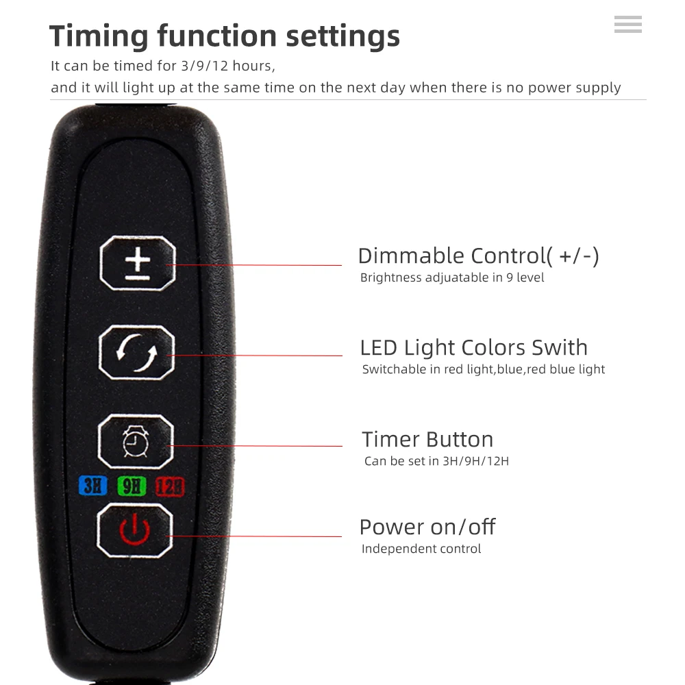 الطيف الكامل LED نمو النبات ضوء 3 ألوان USB النمو مصباح بوعاء النباتات زهرة البذور زراعة مصباح مع وظيفة التوقيت