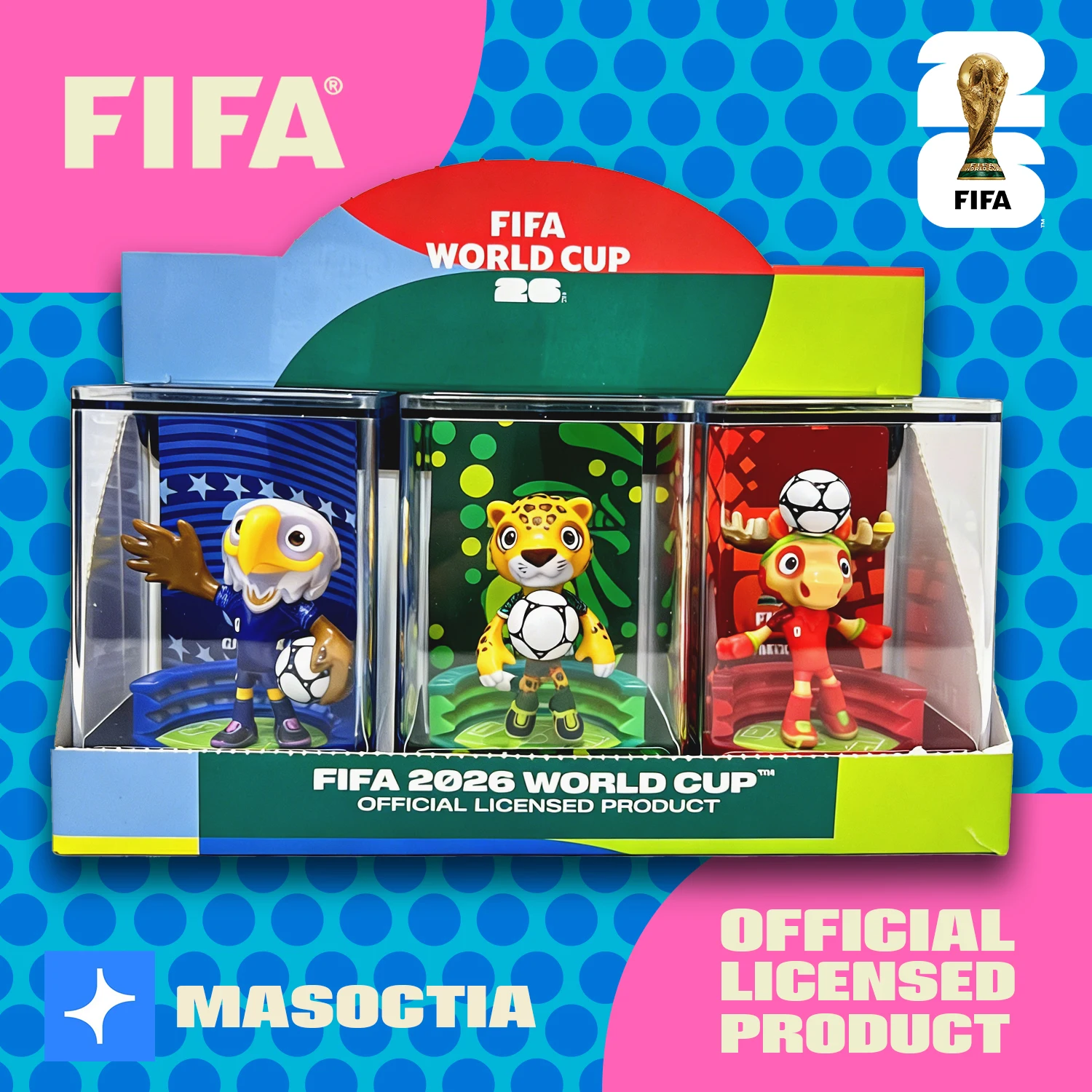 

FIFA Official Licensed 2026 World Cup Mascot 3-Piece Collectible Set, Fan Memorabilia - Maple & Zayu & Clutch / 6cm/2.36in 6QCA