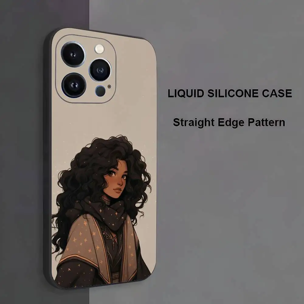 Чехол для телефона с милым мультяшным рисунком афро-черной девушки для iPhone 17,16,15,14,13,12,11, Pro Max, XS, XR, SE, Mini, 8,7, мягкий силиконовый черный чехол