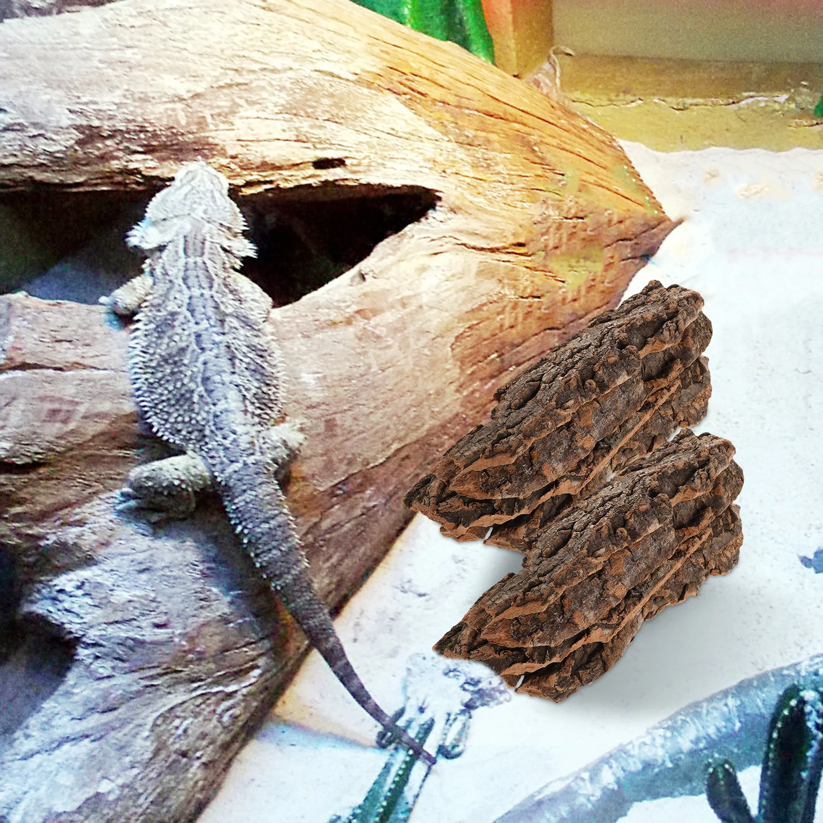 

1Set Natural Cork Bark Reptile Hideout and Climbing Bark for Bearded Dragons Snakes Turtles Aquarium Terrarium Decoration