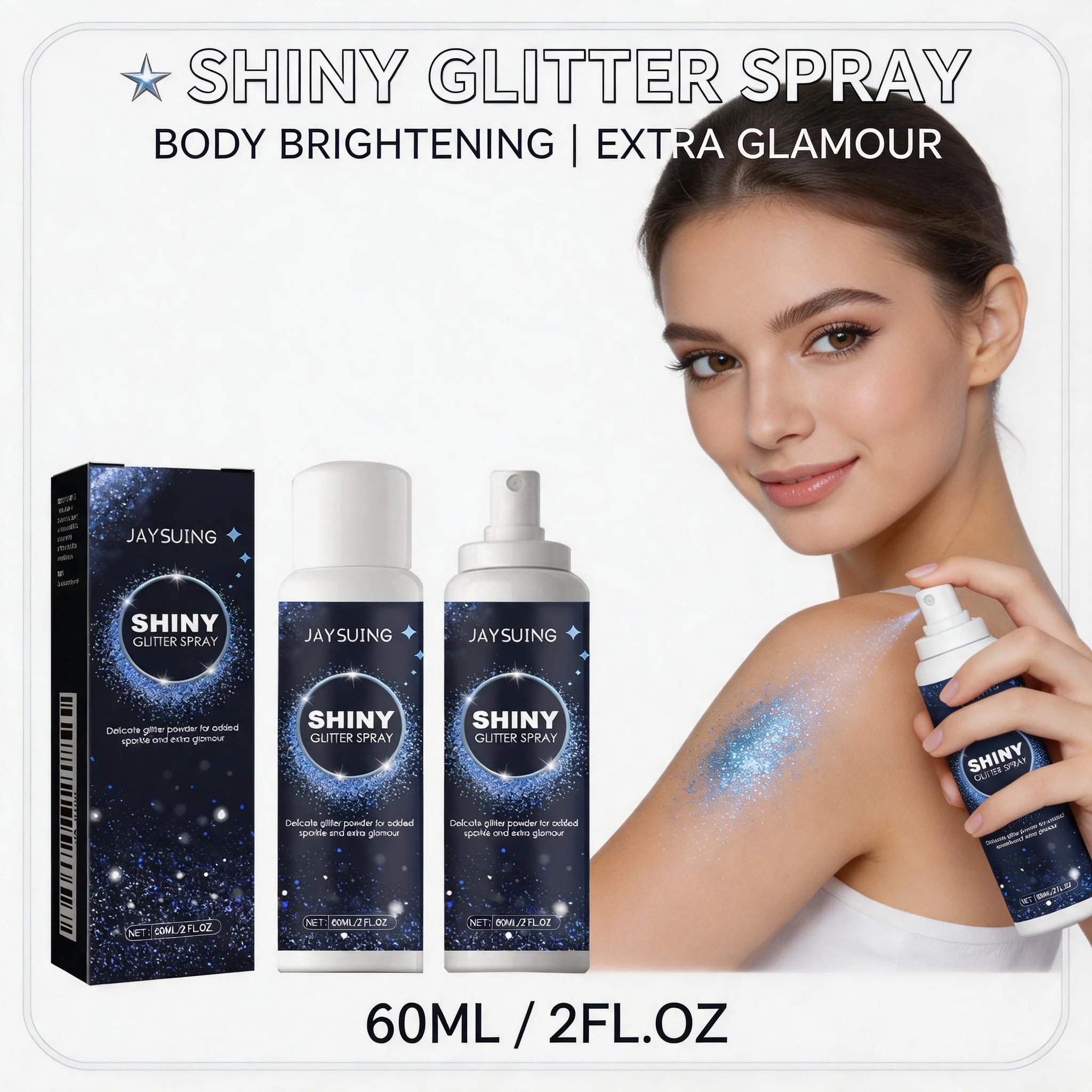 Glitter Highlight Spray, Shimmer Powder, Collarbone, Hair, Halloween Party, Nightclub & Outfit Makeup, Long-Lasting Film-forming