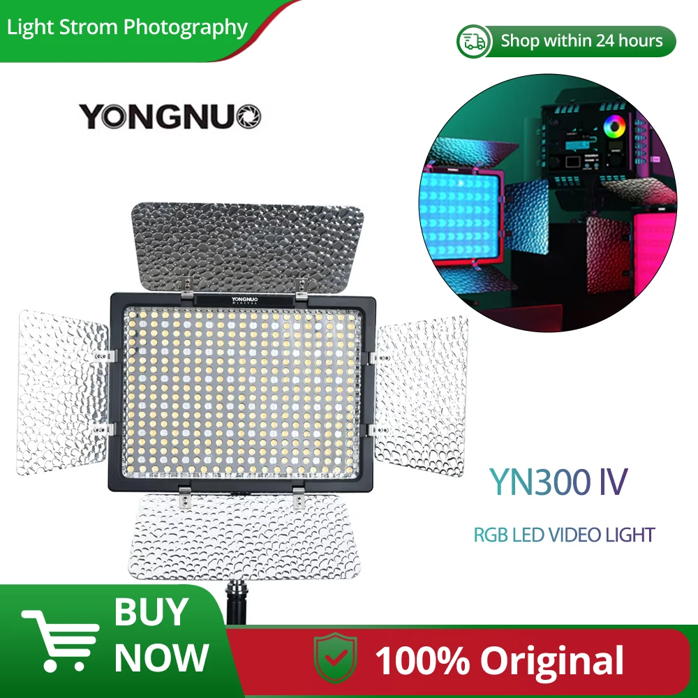 Yongnuo YN300 IV RGB Panel de luz de vídeo Led a todo Color 3200-5600K iluminación de relleno DSLR YN300IV para cámara Canon Nikon Sony